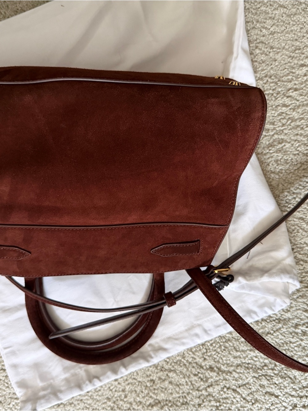 Veronica Beard Chestnut Brown Suede Dash Shoulder Bag - Picture 2 of 4